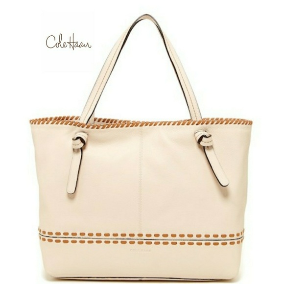 Cole Haan Handbags - 💚 Cole Haan Leather Large Cream Tote New with tag